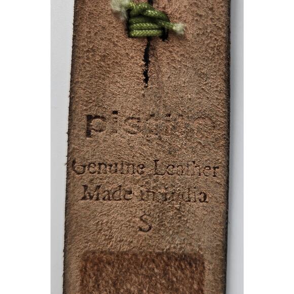 Brown Leather Stitching Detail Womens Small Belt Outdoor Safari Silver Hardware - Picture 3 of 4